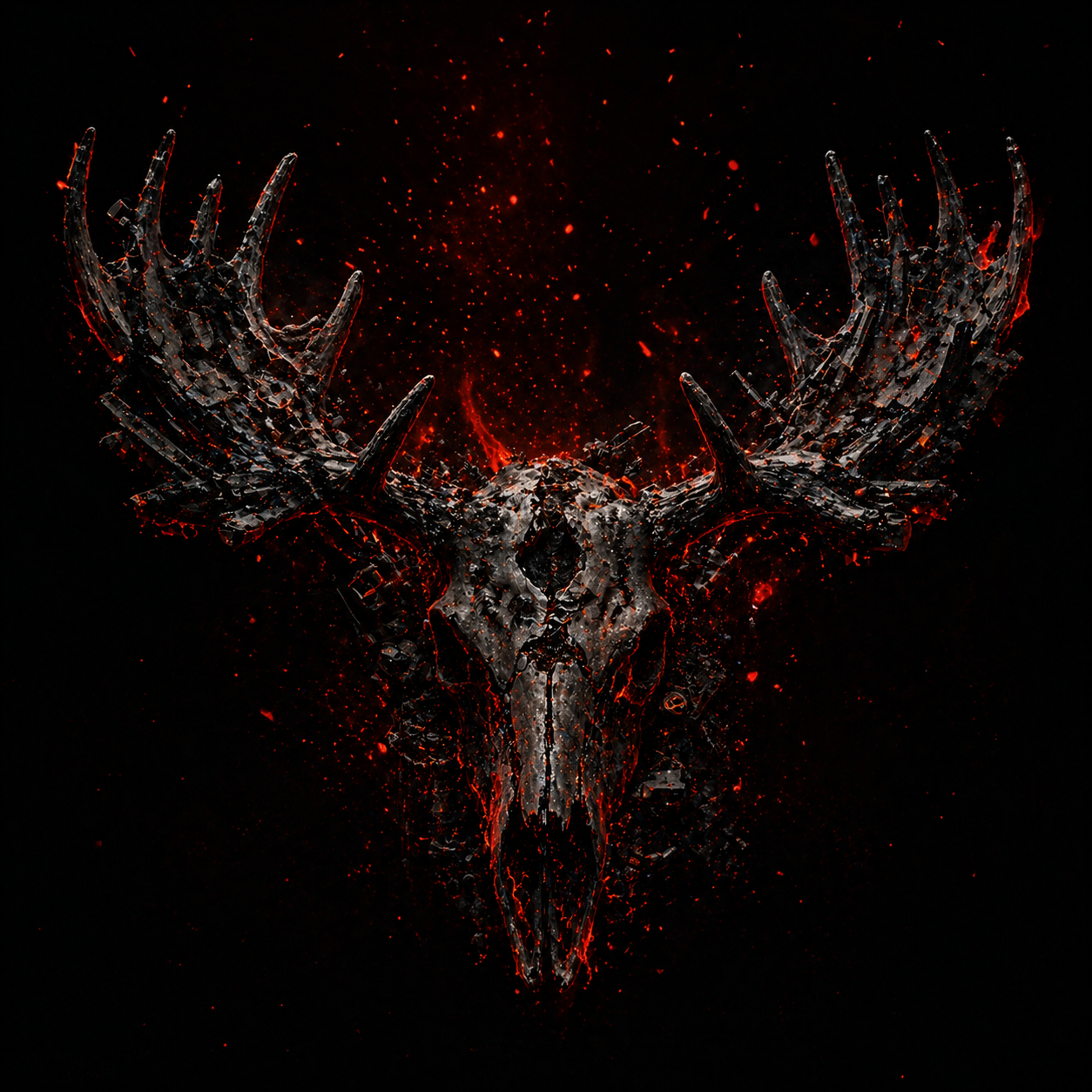 DROSS album art — molten moose skull in industrial chaos